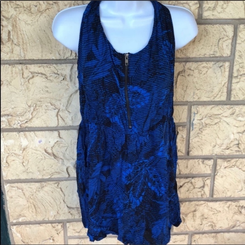 Blue & Black Tank Top Dress elastic waist 
Romper comfy Soft 
Size Large